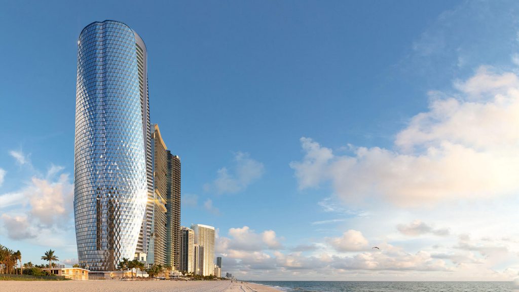 Una torre de vidrio a pie de playa en Miami