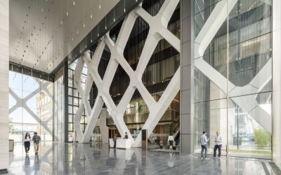 Un edificio de vidrio que respira