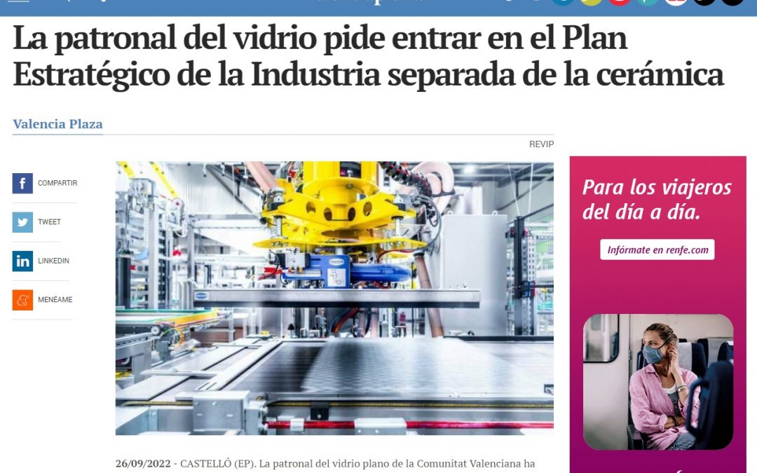 El vidrio plano valenciano quiere su propio plan industrial