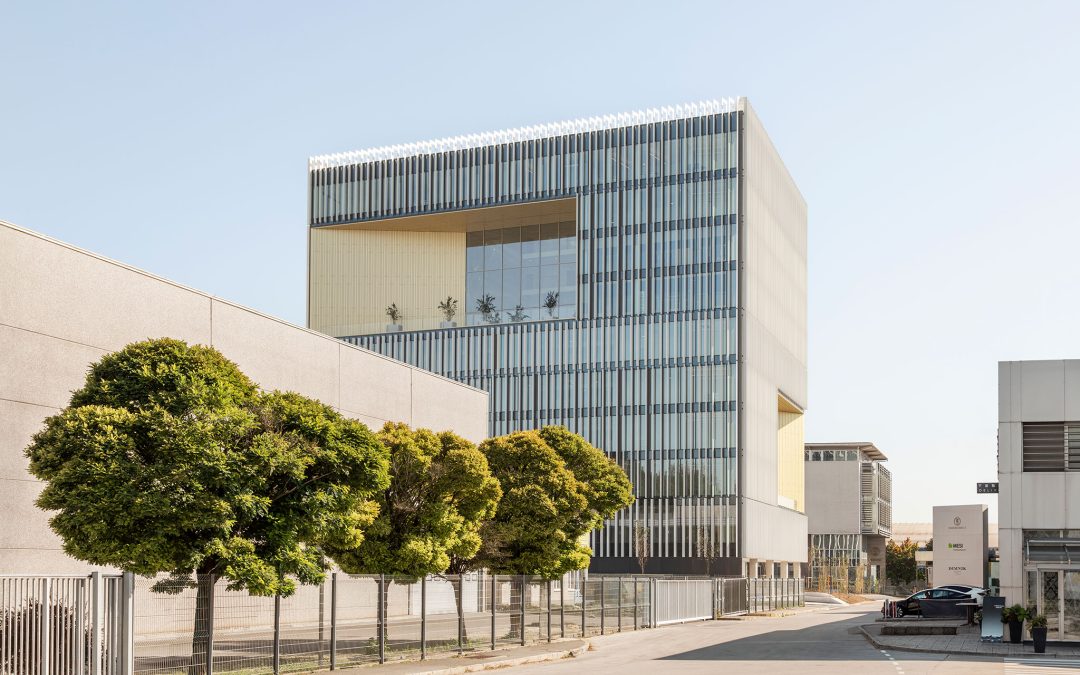 Dos ventanas de grandes dimensiones para unas oficinas encaradas a Los Alpes