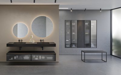 Muebles de baño con personalidad y vidrios texturados