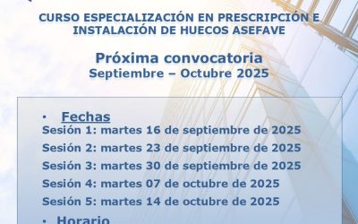 Asefave organiza un curso de especialización en instalación de huecos